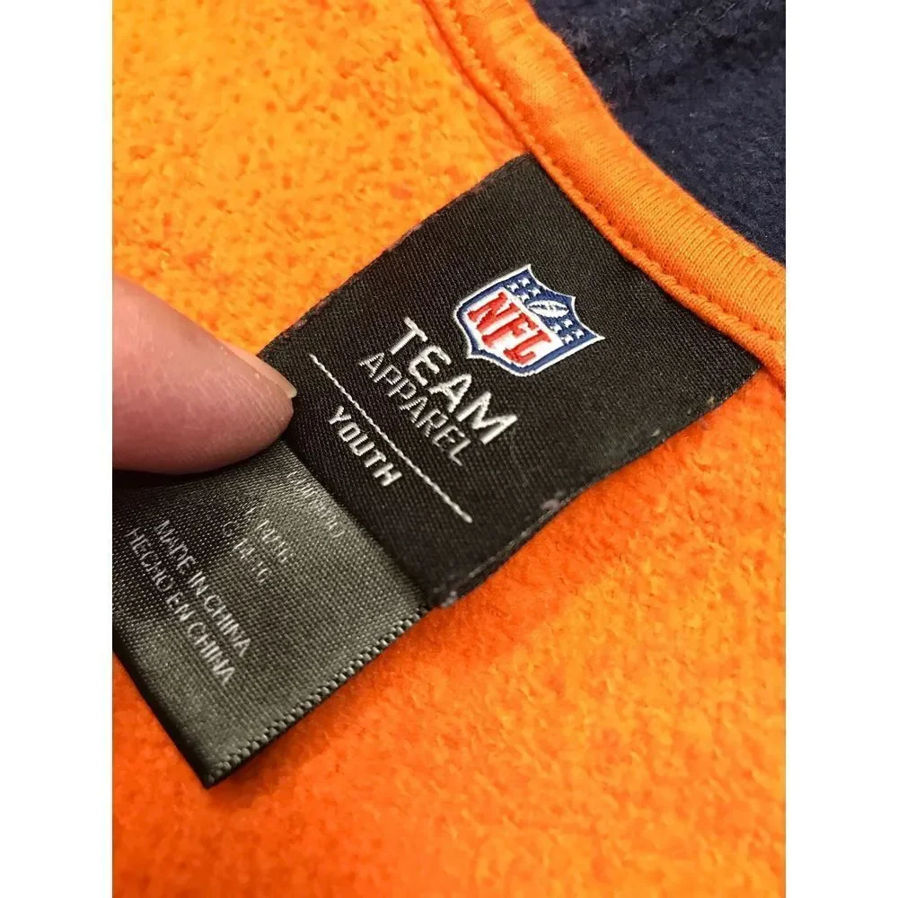 NFL Team Apparel Full zip hooded Jacket Blue Orange Denver Broncos youth size Lg